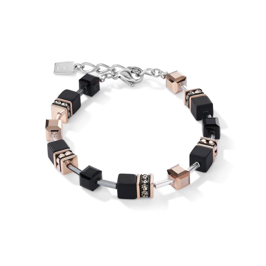 BRACELET COEUR DE LION ACIER CRISTAUX NOIR  4018-30-1300