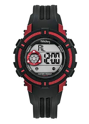 MONTRE JUNIOR TEKDAY DIGITAL 38 MM NOIR/ROUGE   654015