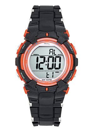 MONTRE JUNIOR TEKDAY DIGITAL NOIR ET ORANGE 654784