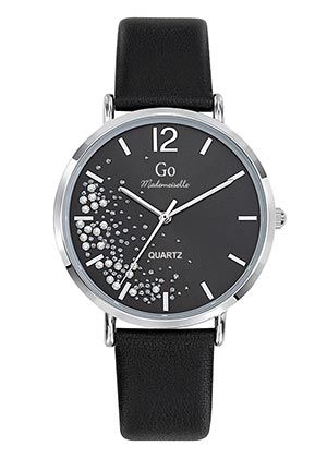 MONTRE GIRL ONLY FEMME CUIR NOIR FOND CONSTELLATION STRASS 699355