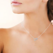 Charger l&#39;image dans la galerie, COLLIER Dame double coeur ARGENT RHODIE
