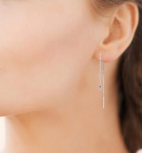 Charger l&#39;image dans la galerie, BOUCLES D OREILLES PENDANTES ARGENT RHODIE OXYDES BLANCS
